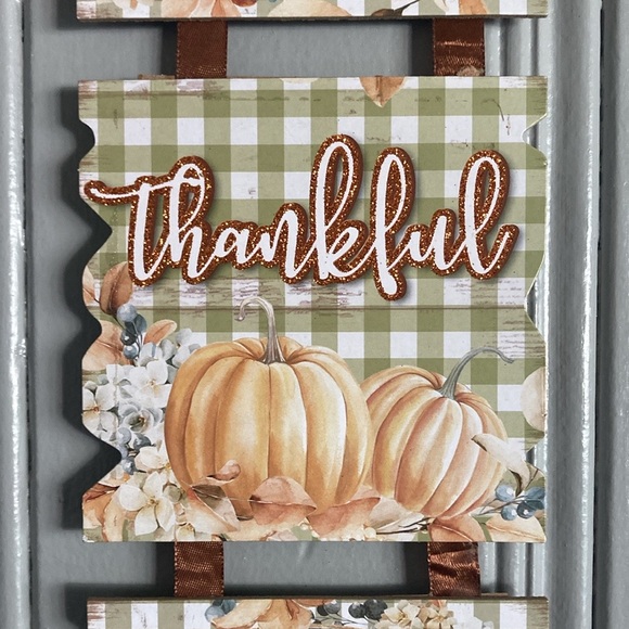 NWT- Beautiful Glittered Grateful ,Thankful, Blessed- Fall Pumpkin Decor Sign - Picture 4 of 14